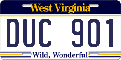 WV license plate DUC901