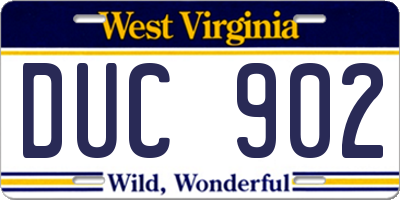 WV license plate DUC902