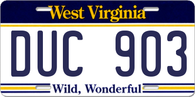 WV license plate DUC903
