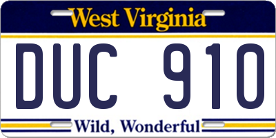 WV license plate DUC910