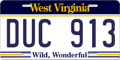 WV license plate DUC913