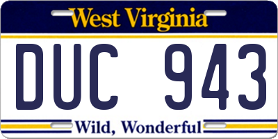 WV license plate DUC943