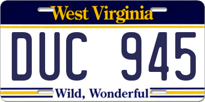 WV license plate DUC945
