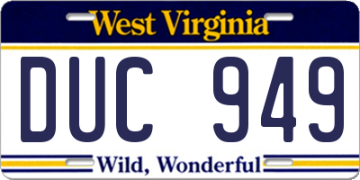 WV license plate DUC949