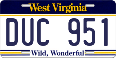 WV license plate DUC951