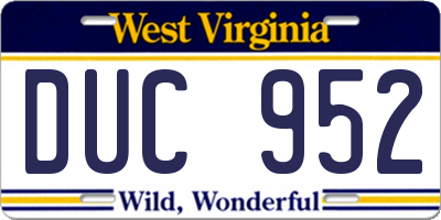 WV license plate DUC952