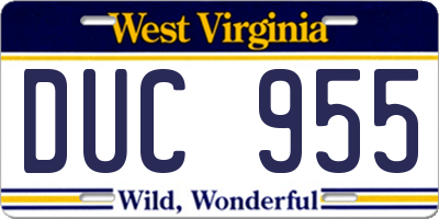 WV license plate DUC955
