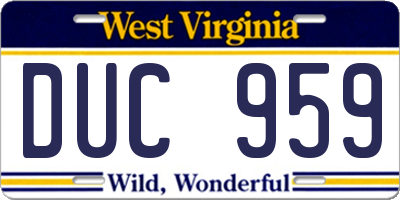 WV license plate DUC959