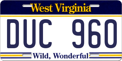WV license plate DUC960
