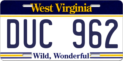 WV license plate DUC962