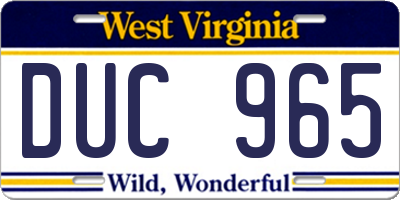 WV license plate DUC965