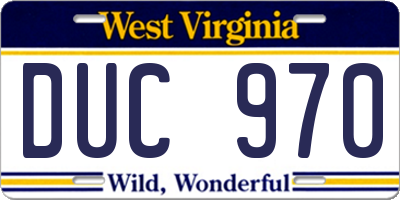 WV license plate DUC970
