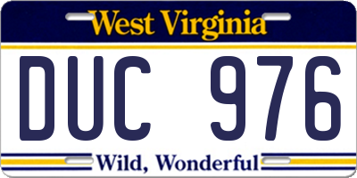 WV license plate DUC976