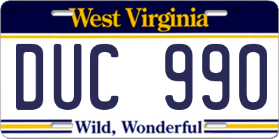 WV license plate DUC990