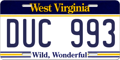 WV license plate DUC993