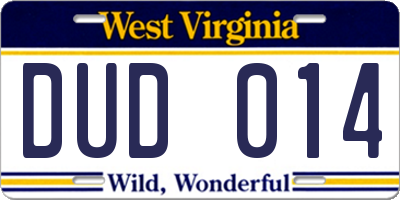 WV license plate DUD014