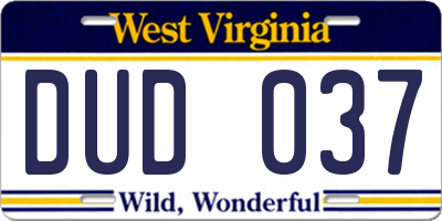 WV license plate DUD037