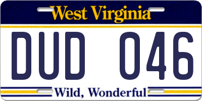 WV license plate DUD046