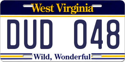 WV license plate DUD048