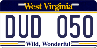 WV license plate DUD050