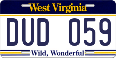 WV license plate DUD059