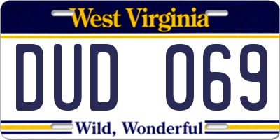 WV license plate DUD069