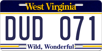 WV license plate DUD071