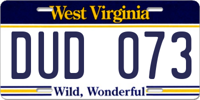 WV license plate DUD073