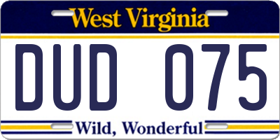 WV license plate DUD075