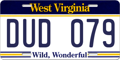 WV license plate DUD079