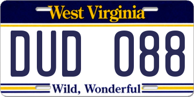 WV license plate DUD088
