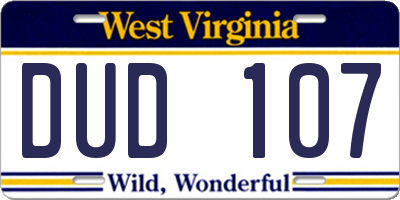WV license plate DUD107
