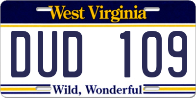 WV license plate DUD109