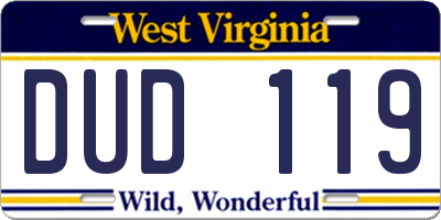 WV license plate DUD119