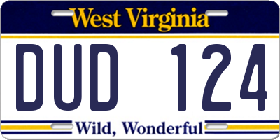 WV license plate DUD124
