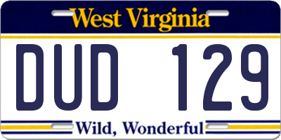 WV license plate DUD129