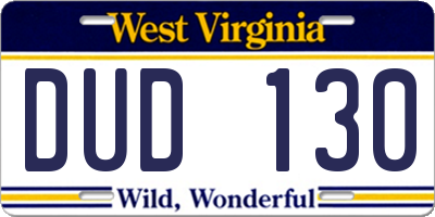 WV license plate DUD130