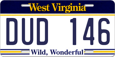 WV license plate DUD146