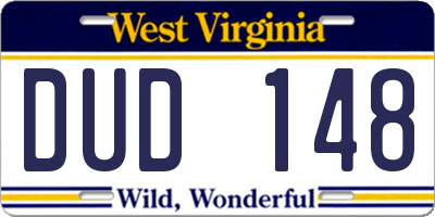 WV license plate DUD148
