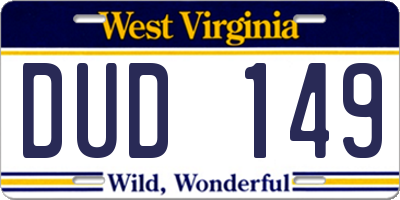 WV license plate DUD149