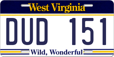 WV license plate DUD151