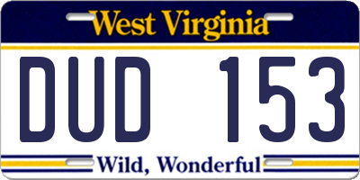 WV license plate DUD153