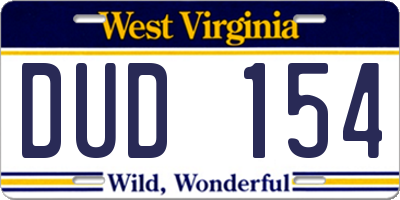 WV license plate DUD154