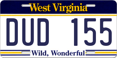 WV license plate DUD155