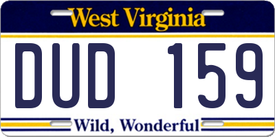 WV license plate DUD159