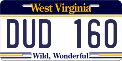 WV license plate DUD160