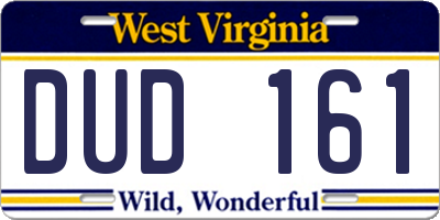 WV license plate DUD161