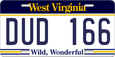 WV license plate DUD166