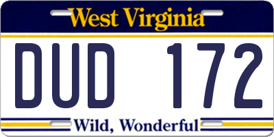 WV license plate DUD172