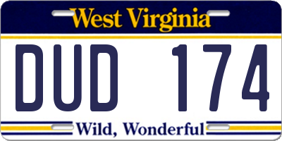 WV license plate DUD174